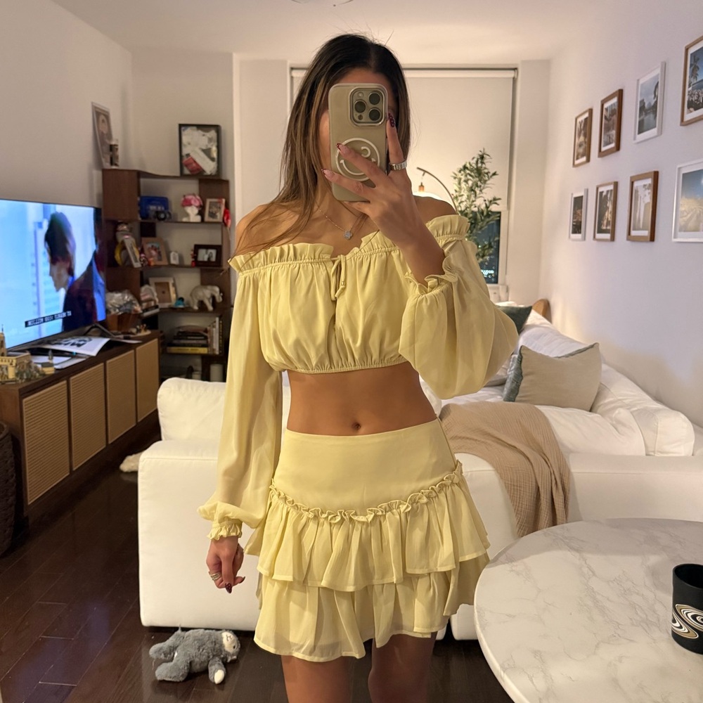 NWT 12th Tribe Panama Baby Yellow Mini Skirt Chiffon Set